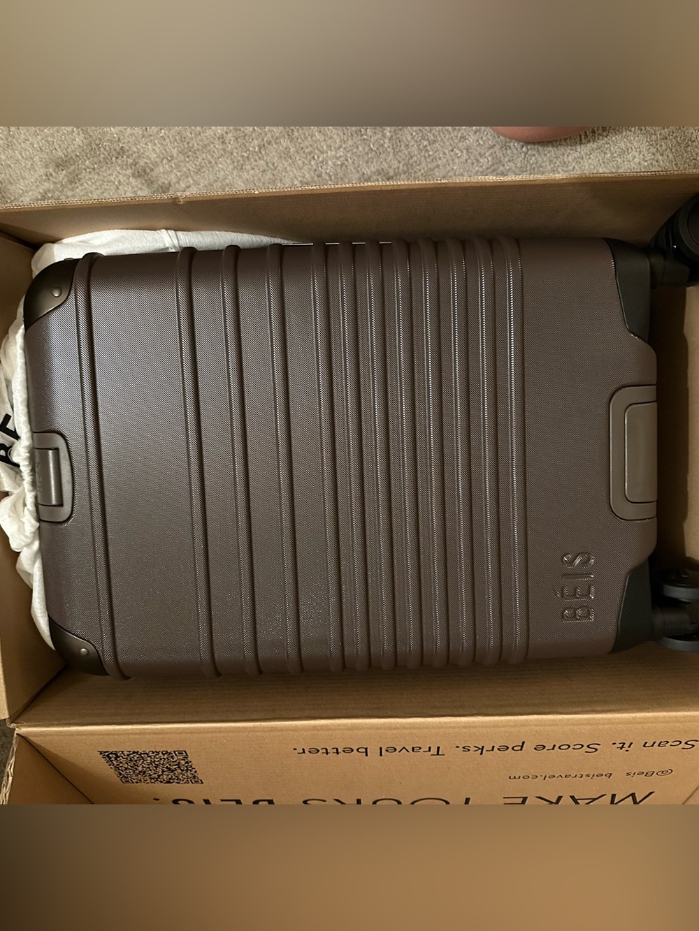 Beis Espresso Hybrid Carry-On Luggage - Sleek Hard Shell Travel Case